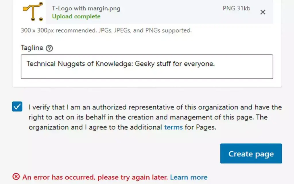 How-to Facts about LinkedIn, "An error has occurred, please try again later."