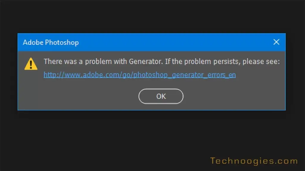 Adobe Photoshop - There was a problem with Generator