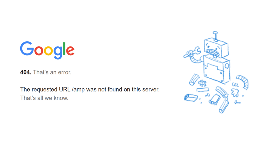 Google AMP 404 not found