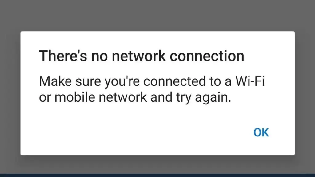 OneDrive "There's no network connection" on mobile app